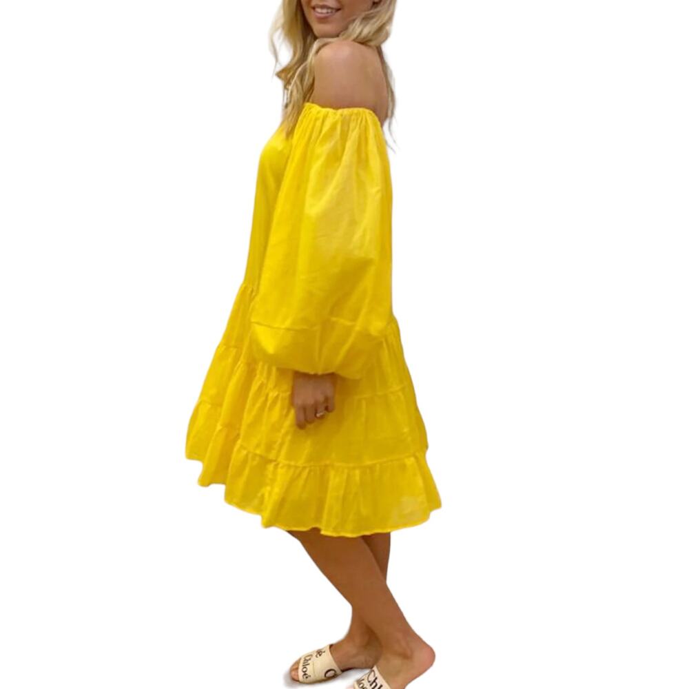 ERIKA PENA Brielle Short Boho tiered ruffle dress Santorini Sun Size S / M NEW - Picture 5 of 8